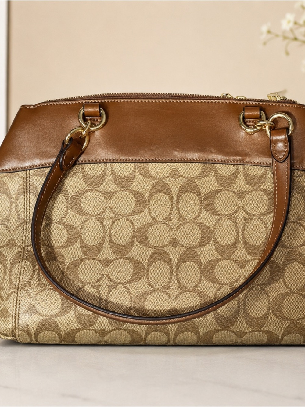 Coach Signature Canvas Satchel in Tan/Brown- Like New - Picture 9 of 9